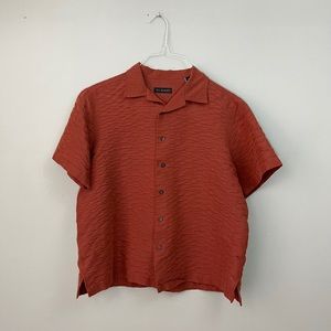 Via Europa - Boxy Fit Textured Red Shirt